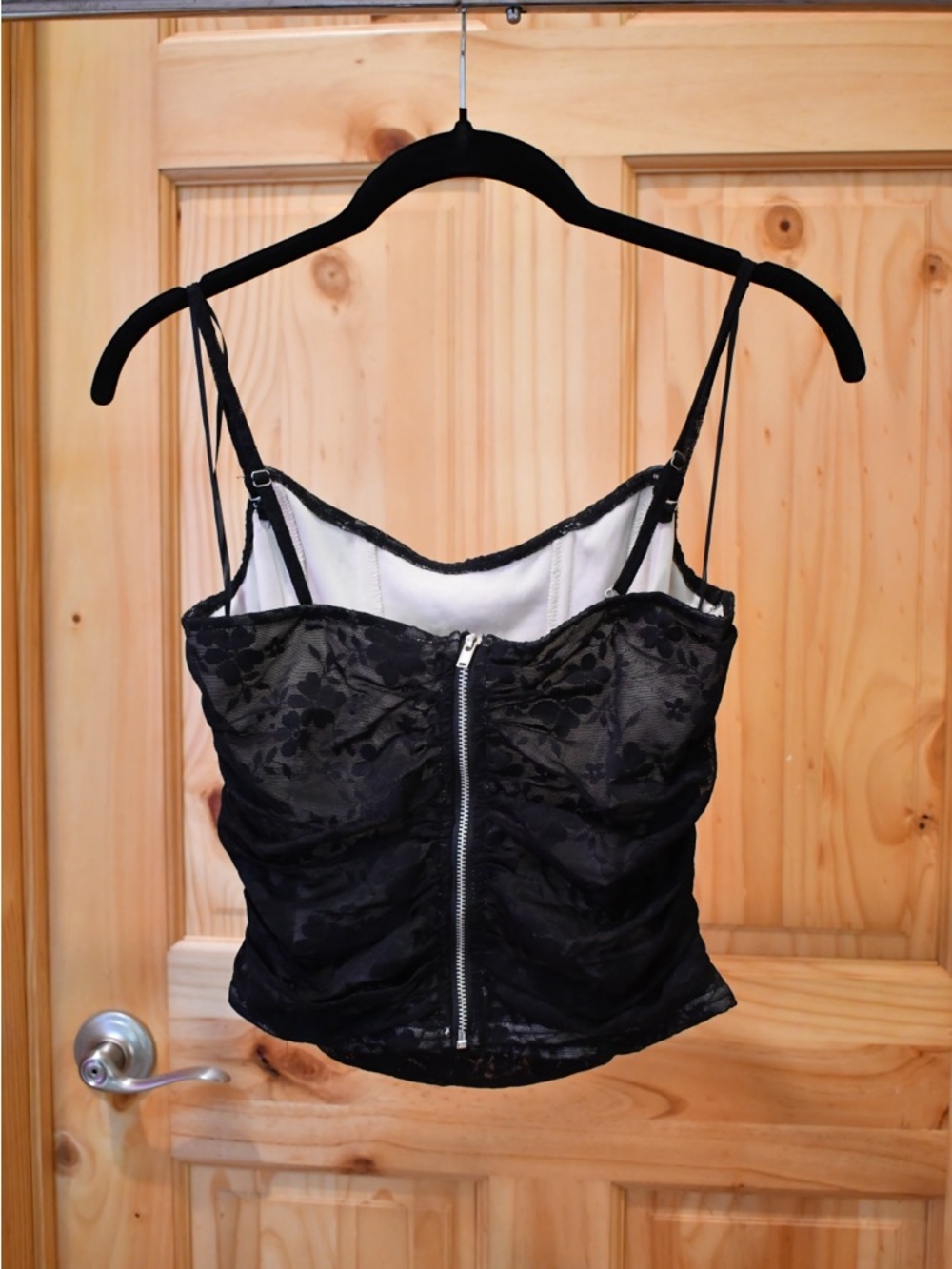 Buckle Black Sheer Floral Lace Corset Camisole Strapless or Spaghetti-Strap S - Picture 5 of 6